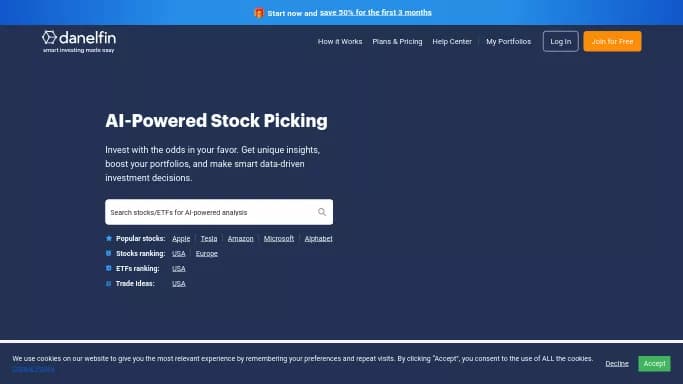 Danelfin — бесплатная нейросеть для работы с финансами.