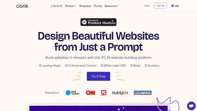 Dorik — платная нейросеть для no Code/Low Code разработки, для дизайна. Бесплатная версия с ограниченным функционалом, есть платные тарифы.