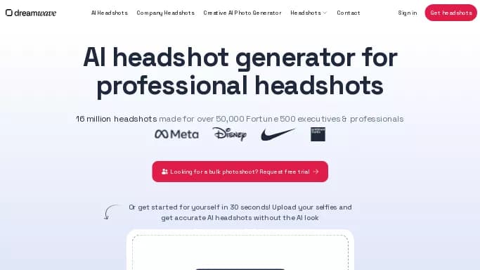 Dreamwave AI Headshot Generator — платная нейросеть для редактирования изображений, для создания изображений. Бесплатная версия с ограниченным функционалом, есть платные тарифы.