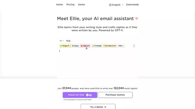 Ellie AI — бесплатная нейросеть для работы с электронной почтой. Бесплатная версия с ограниченным функционалом, есть платные тарифы.
