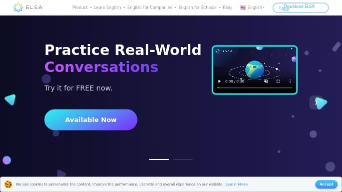 Elsa Speak — платная нейросеть — полезные ИИ, — чат-бот, для помощи в образовании. Бесплатная версия с ограниченным функционалом, есть платные тарифы.