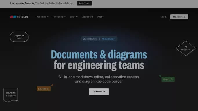 Eraser — бесплатная нейросеть для маркетинга, для повышения продуктивности. Бесплатная версия с ограниченным функционалом, есть платные тарифы.