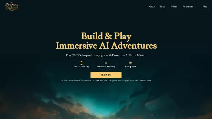 Friends & Fables — бесплатная нейросеть в играх, для развлечений.