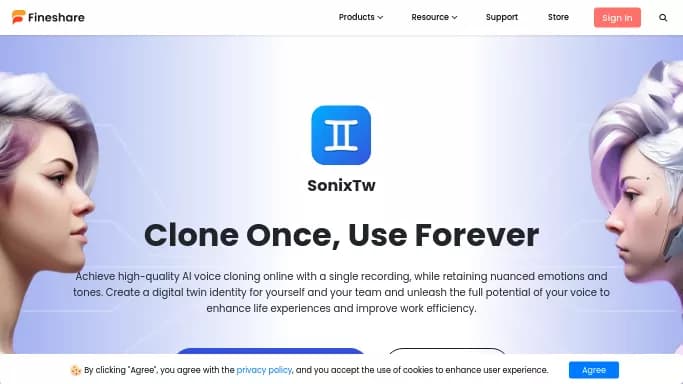 SonixTw by Fineshare — платная нейросеть для редактирования аудио. Бесплатная версия с ограниченным функционалом, есть платные тарифы.