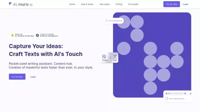 Flipner AI — бесплатная нейросеть для написания текста. Бесплатная версия с ограниченным функционалом, есть платные тарифы.