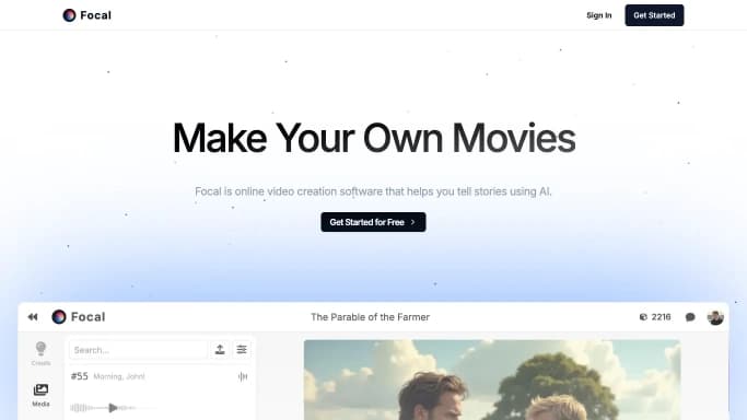 Focal — бесплатная нейросеть для редактирования видео, для создания видео. Бесплатная версия с ограниченным функционалом, есть платные тарифы.