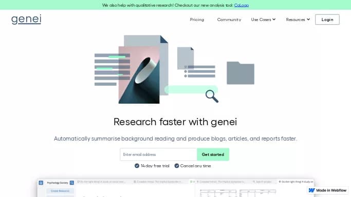 Genei — бесплатная нейросеть для суммаризации текста, для повышения продуктивности, для помощи в образовании, для научно-исследовательской деятельности. Бесплатная версия с ограниченным функционалом, есть платные тарифы.
