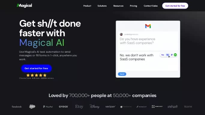 Magical AI — бесплатная нейросеть для работы с электронной почтой, для маркетинга. Бесплатная версия с ограниченным функционалом, есть платные тарифы.