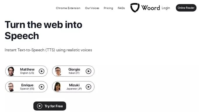 Woord — платная нейросеть для создания голоса, для помощи в образовании, для научно-исследовательской деятельности.