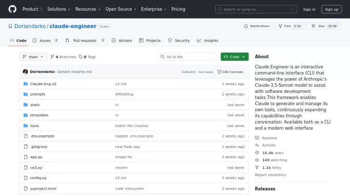 Claude Engineer — бесплатная нейросеть , автономные ИИ (AGI), для разработки программного обеспечения, Open Source.