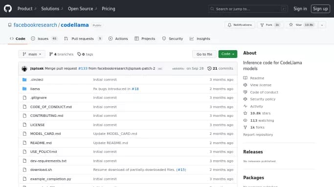 Code Llama — бесплатная нейросеть для разработки программного обеспечения, Open Source.