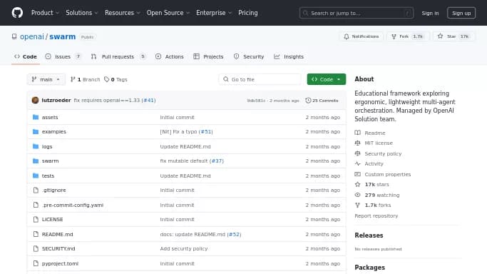 Swarm by OpenAI — бесплатная нейросеть , автономные ИИ (AGI), Open Source.
