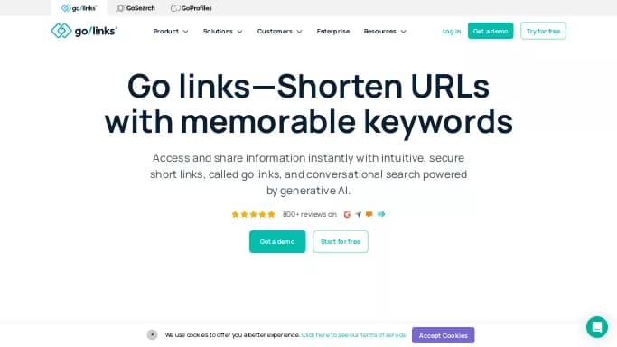 GoLinks — бесплатная нейросеть для маркетинга. Бесплатная версия с ограниченным функционалом, есть платные тарифы.