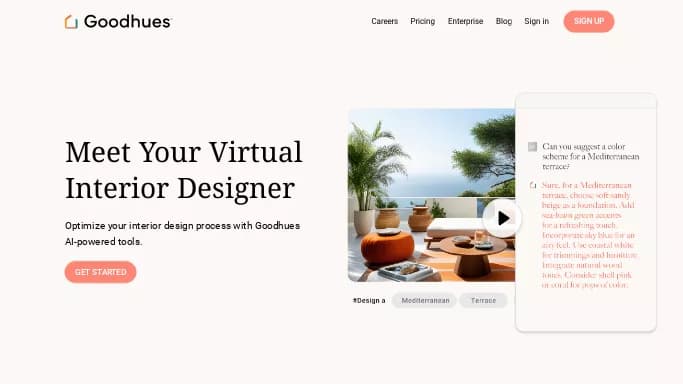Goodhues.ai — бесплатная нейросеть для дизайна. Бесплатная версия с ограниченным функционалом, есть платные тарифы.