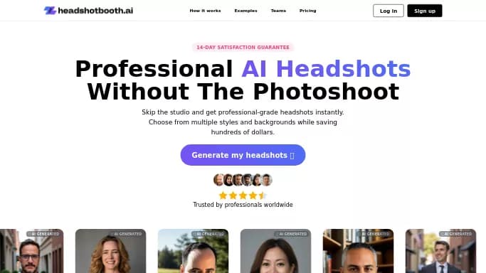 HeadshotBooth — платная нейросеть для создания изображений, для SMM. Бесплатная версия с ограниченным функционалом, есть платные тарифы.