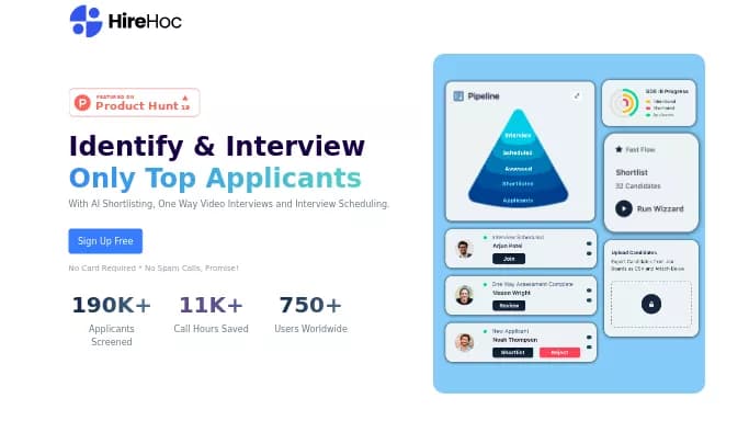 Hire Hoc — платная нейросеть помогающие в управлении персоналом. Бесплатная версия с ограниченным функционалом, есть платные тарифы.