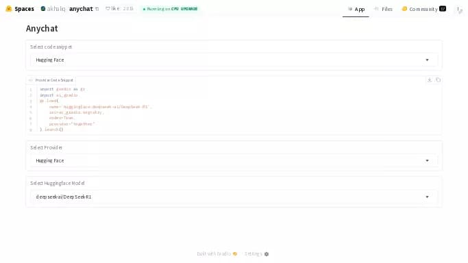 Anychat — бесплатная нейросеть — полезные ИИ, , модели LLM.