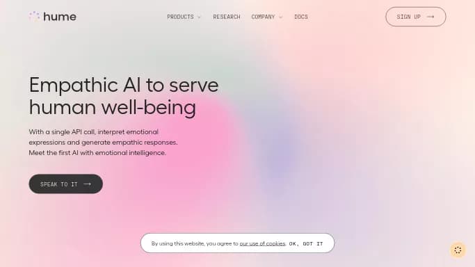 Hume AI — платная нейросеть для разработки программного обеспечения. Бесплатная версия с ограниченным функционалом, есть платные тарифы.