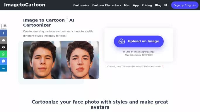 Imagetocartoon — бесплатная нейросеть для создания аватаров и цифровых 3D персонажей.