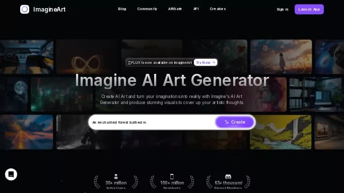 Imagine — бесплатная нейросеть для создания изображений. Бесплатная версия с ограниченным функционалом, есть платные тарифы.