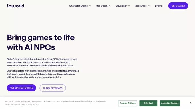 Inworld — бесплатная нейросеть в играх. Бесплатная версия с ограниченным функционалом, есть платные тарифы.