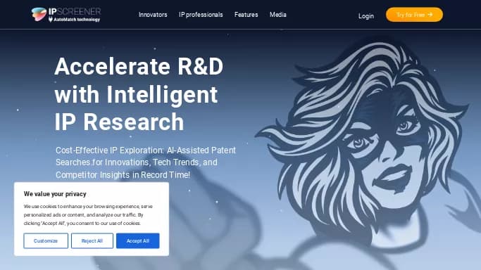 IPscreener — бесплатная нейросеть для научно-исследовательской деятельности, для помощи в образовании, в области права. Бесплатная версия с ограниченным функционалом, есть платные тарифы.