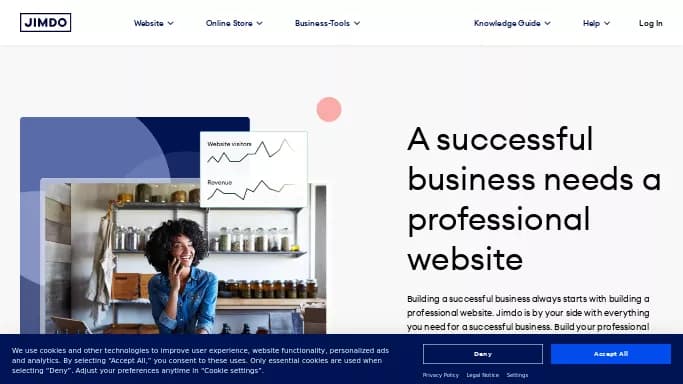 Jimdo — бесплатная нейросеть для no Code/Low Code разработки, для маркетинга, для копирайтинга. Бесплатная версия с ограниченным функционалом, есть платные тарифы.