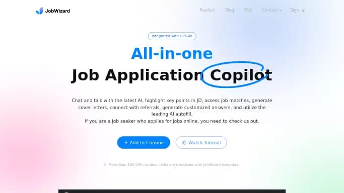 JobWizard — платная нейросеть помогающие в управлении персоналом, для повышения продуктивности, для помощи в автоматизации, для написания текста.
