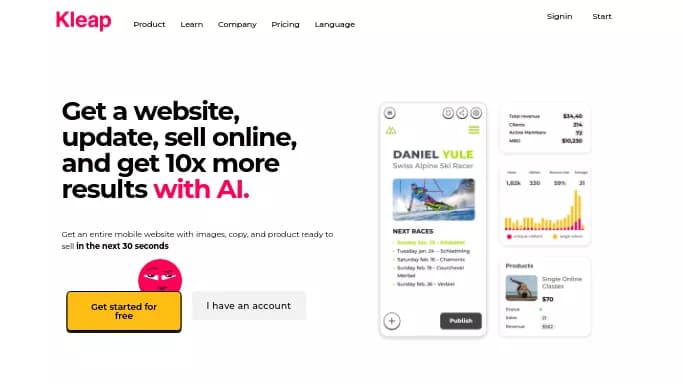 Kleap — бесплатная нейросеть для no Code/Low Code разработки, для дизайна. Бесплатная версия с ограниченным функционалом, есть платные тарифы.