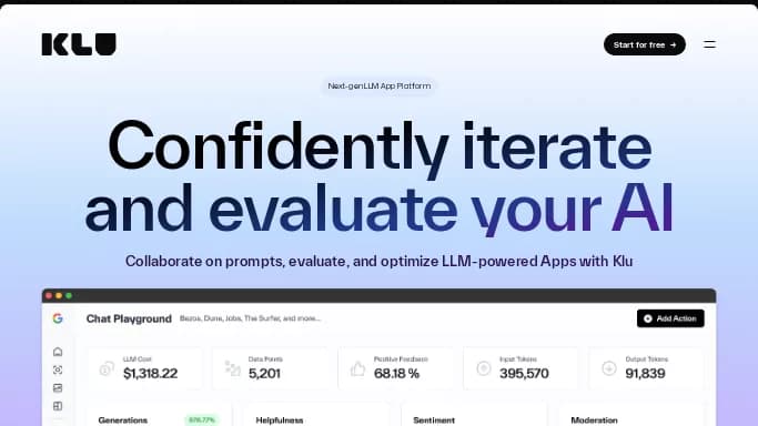 Klu.ai — бесплатная нейросеть для маркетинга. Бесплатная версия с ограниченным функционалом, есть платные тарифы.