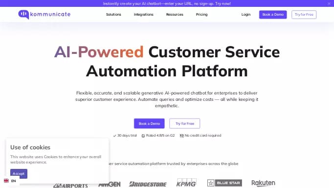Kommunicate — платная нейросеть — чат-бот. Бесплатная версия с ограниченным функционалом, есть платные тарифы.