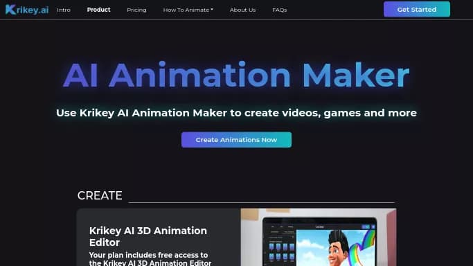 Krikey AI — бесплатная нейросеть для 3D и анимации, для создания аватаров и цифровых 3D персонажей. Бесплатная версия с ограниченным функционалом, есть платные тарифы.