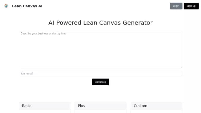 Lean Canvas AI — бесплатная нейросеть для дизайна.