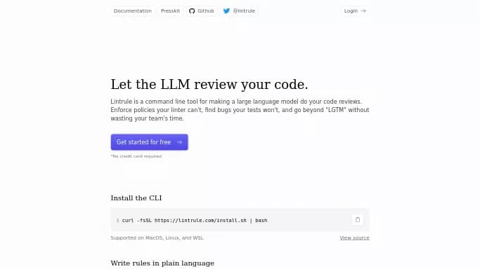 Lintrule — платная нейросеть для разработки программного обеспечения. Бесплатная версия с ограниченным функционалом, есть платные тарифы.