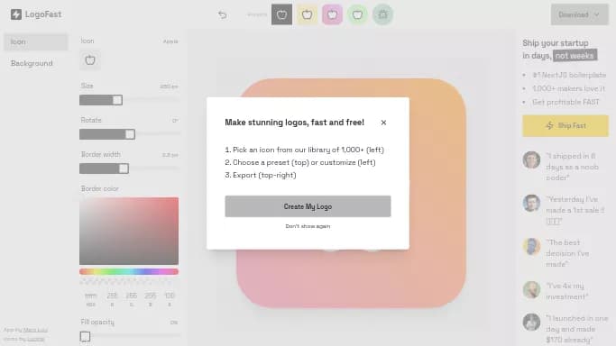 LogoFast — бесплатная нейросеть для создания логотипа.
