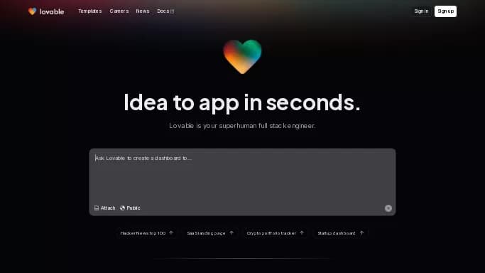 Lovable — бесплатная нейросеть для no Code/Low Code разработки, для дизайна. Бесплатная версия с ограниченным функционалом, есть платные тарифы.