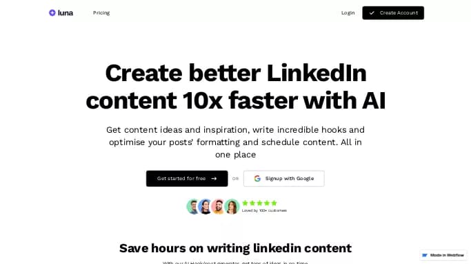 Lunaa — бесплатная нейросеть для SMM, для маркетинга. Бесплатная версия с ограниченным функционалом, есть платные тарифы.