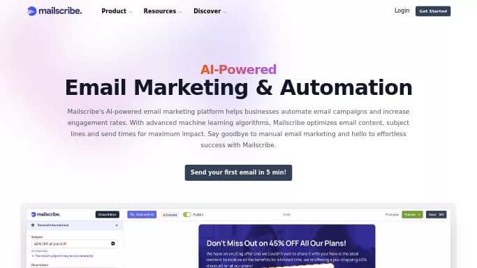 Mailscribe — бесплатная нейросеть для работы с электронной почтой. Бесплатная версия с ограниченным функционалом, есть платные тарифы.