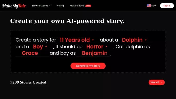 MakeMyTale — бесплатная нейросеть для сторителлинга.
