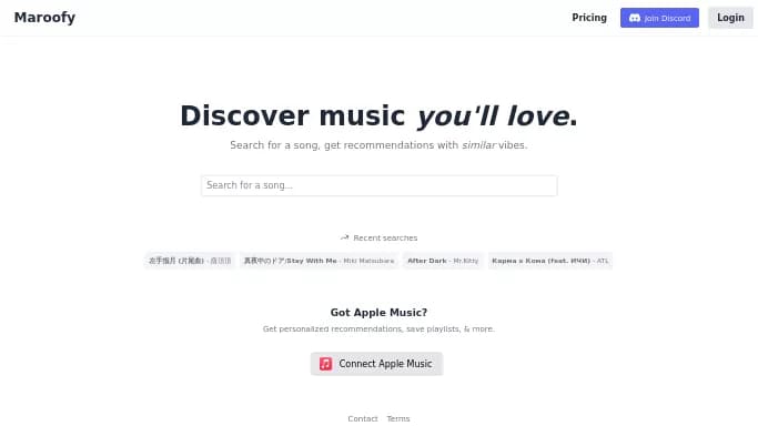 Maroofy — бесплатная нейросеть для создания музыки, для поиска.