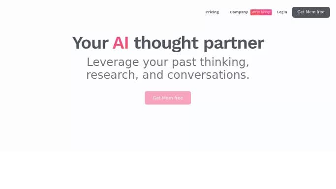 Mem AI — бесплатная нейросеть в области памяти, для повышения продуктивности. Бесплатная версия с ограниченным функционалом, есть платные тарифы.