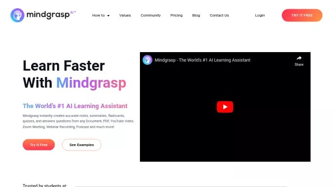 Mindgrasp — бесплатная нейросеть для помощи в образовании, для таблиц и PDF. Бесплатная версия с ограниченным функционалом, есть платные тарифы.