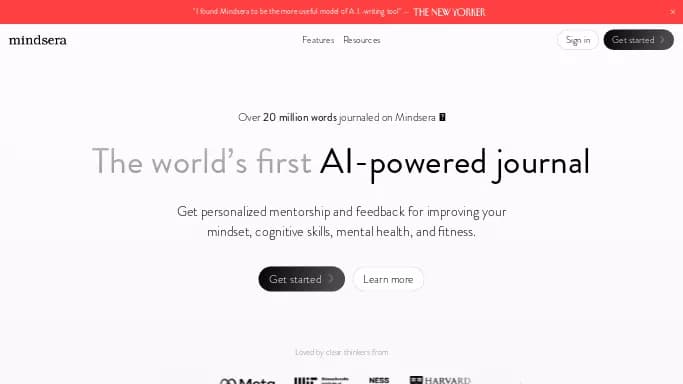 Mindsera — бесплатная нейросеть для помощи в образовании, для суммаризации текста, для повышения продуктивности, , автономные ИИ (AGI). Бесплатная версия с ограниченным функционалом, есть платные тарифы.