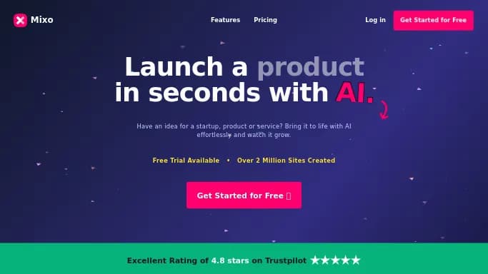 Mixo AI — платная нейросеть для маркетинга, для no Code/Low Code разработки, для дизайна. Бесплатная версия с ограниченным функционалом, есть платные тарифы.