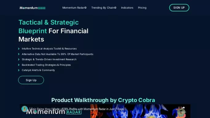 Momentum Radar — бесплатная нейросеть для работы с финансами. Бесплатная версия с ограниченным функционалом, есть платные тарифы.