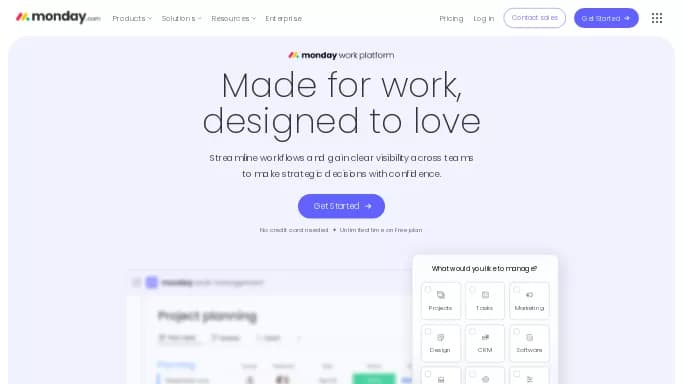Monday.com — бесплатная нейросеть для помощи в автоматизации, для маркетинга, для повышения продуктивности. Бесплатная версия с ограниченным функционалом, есть платные тарифы.