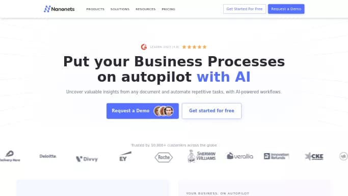 Nanonets — бесплатная нейросеть для анализа данных, для no Code/Low Code разработки, для повышения продуктивности. Бесплатная версия с ограниченным функционалом, есть платные тарифы.