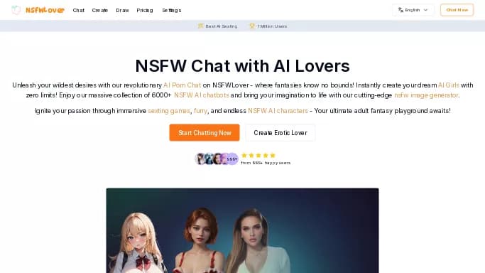 NSFWLover — бесплатная нейросеть для раздевания девушек (18+). Бесплатная версия с ограниченным функционалом, есть платные тарифы.