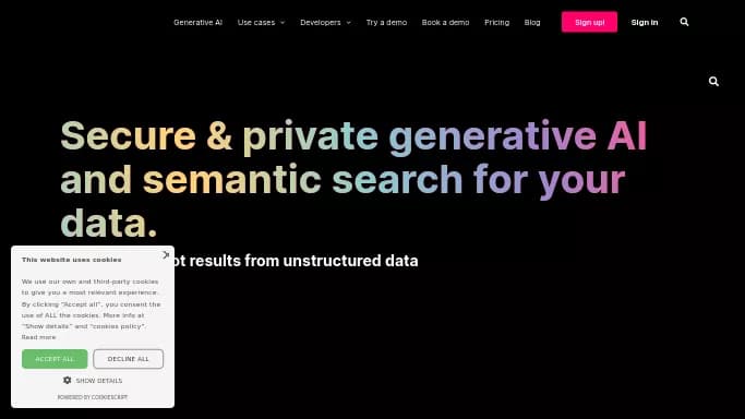 Nuclia — бесплатная нейросеть для анализа данных, для разработки программного обеспечения, для поиска. Бесплатная версия с ограниченным функционалом, есть платные тарифы.
