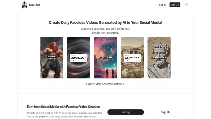 NullFace AI — платная нейросеть для создания видео. Бесплатная версия с ограниченным функционалом, есть платные тарифы.